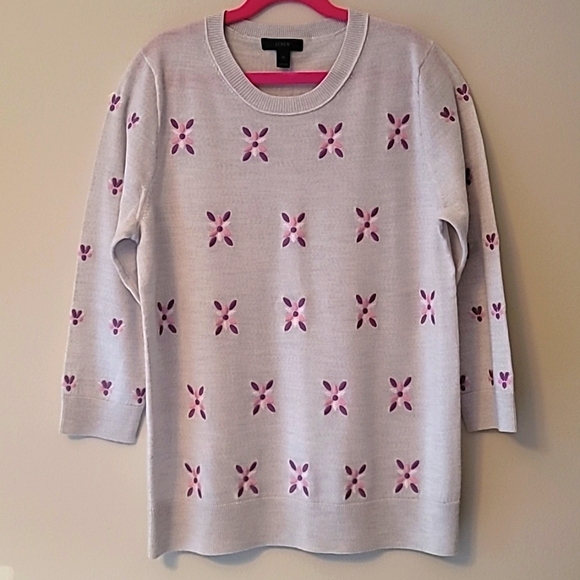 J. Crew Sweaters - NWOT J.CREW Women's Tippi Flower Embroidered Merino Wool Sweater, Size M